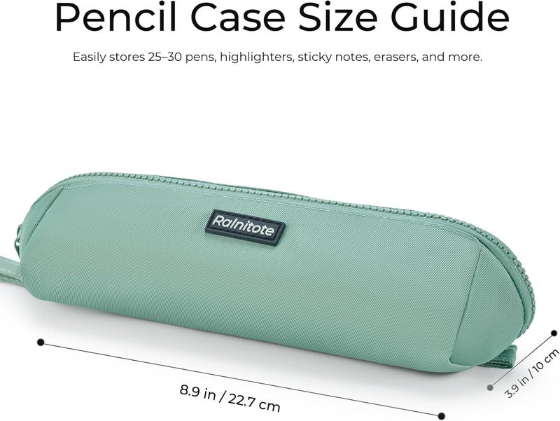 Ralnitote Store Large Pencil Case with 180° Open Design, Big Capacity Pen Bag for Girls & Boys, Aesthetic & Cute Pencil Pouch for School, Office, Makeup & Tech Accessories-Green - Image 3